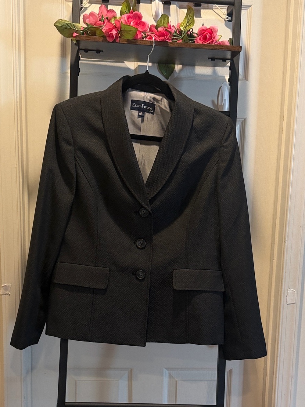Evan Picone Charcoal Notch-Lapel Blazer Office Wear Church Career Minimalist